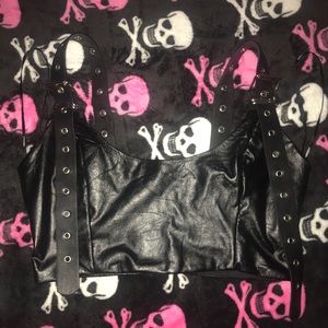FOREVER 21 black fake leather top
